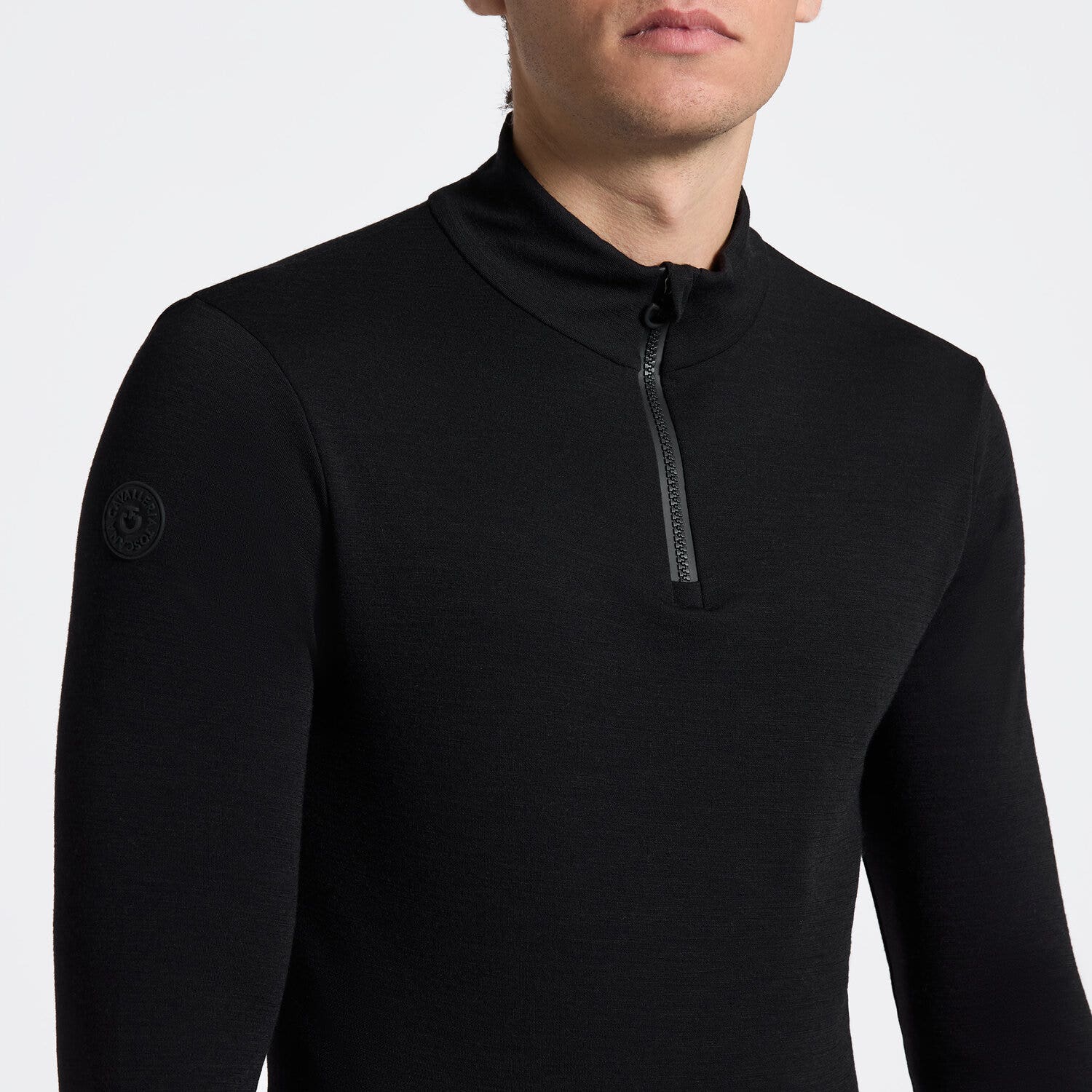 Cavalleria Toscana Cavalleria Toscana Men's Tech Wool Long Sleeve Training Turtleneck with Half Zip BLACK-3