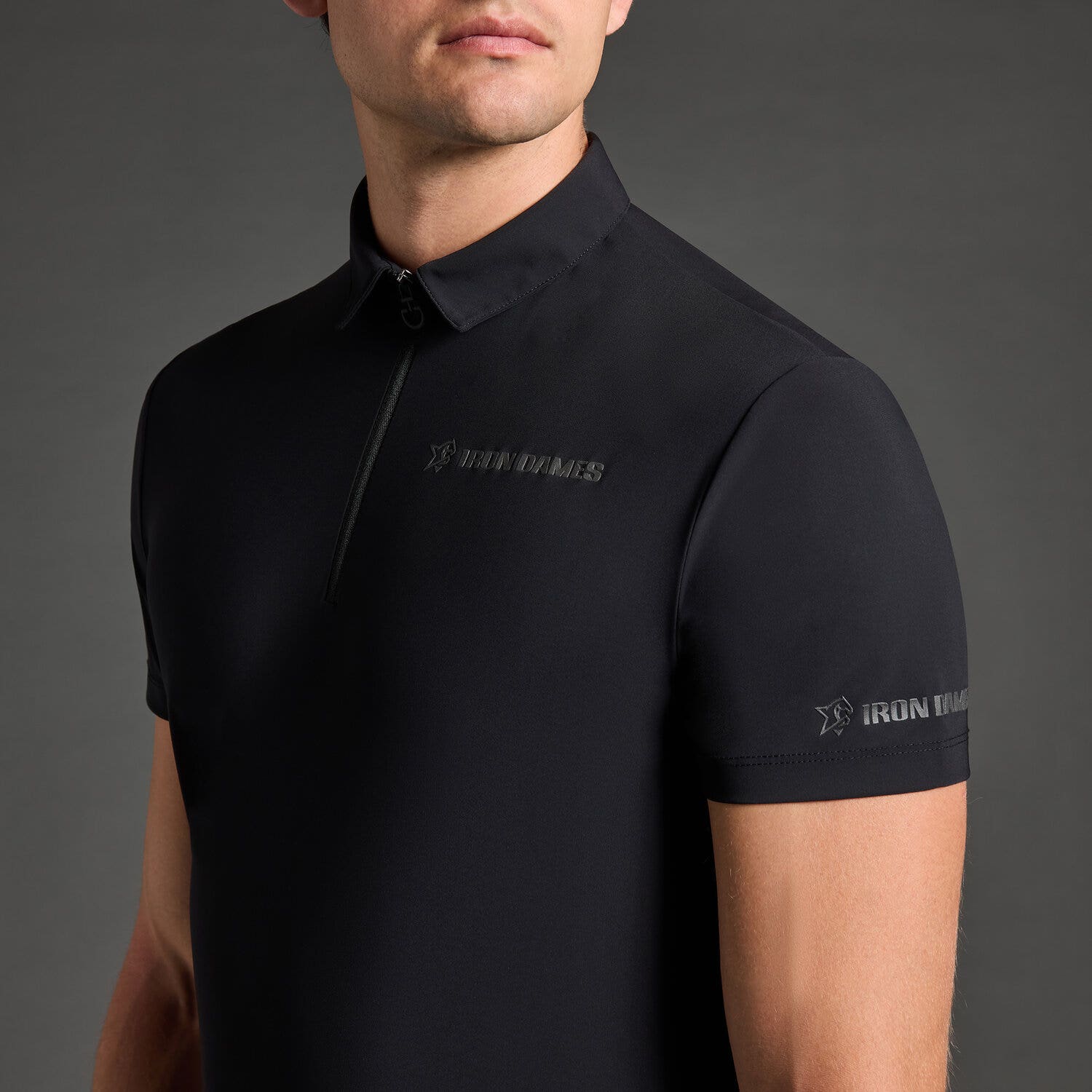 Cavalleria Toscana Men's technical polo shirt CT x Iron Dames BLACK-3