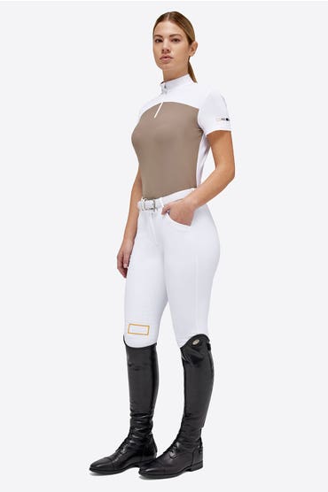 Rider's Gene Polo da competizione con zip S/S con inserto in jersey in mesh 1005 HAZELNUT-1