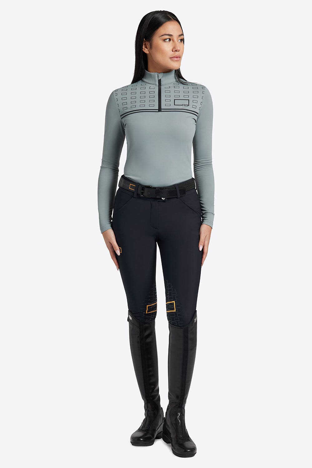 Rider's Gene Rider's Gene Women's Training Jersey Fleece Zip Polo LAVA SMOKE-1