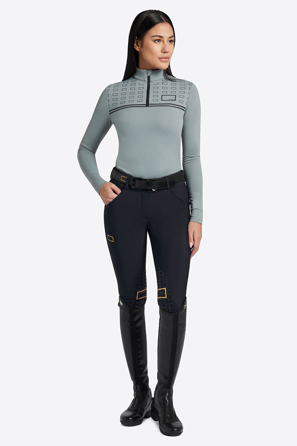 Rider's Gene Rider's Gene Women's Training Jersey Fleece Zip Polo LAVA SMOKE-2