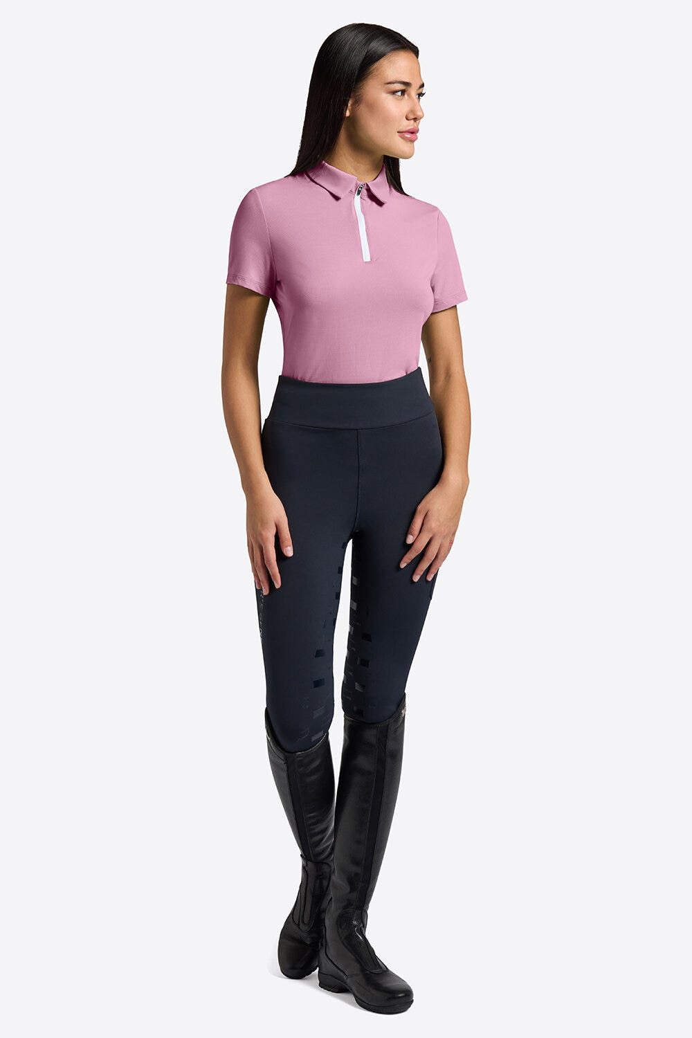 Rider's Gene Women's Short Sleeve Micro-Perforated Training Zip Polo