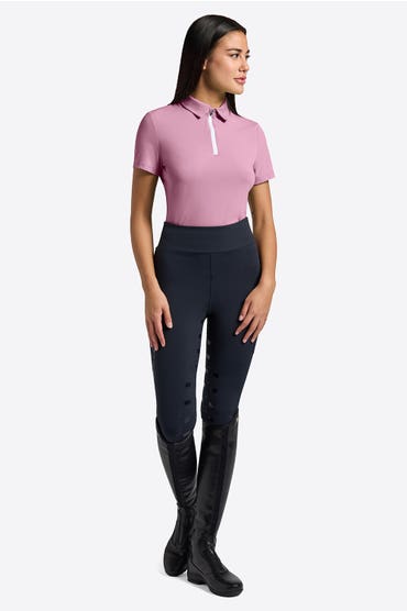 Rider's Gene Polo Rider's Gene da Donna a Maniche Corte con Zip in Tessuto Tecnico Microforato MAUVE ORCHID-1