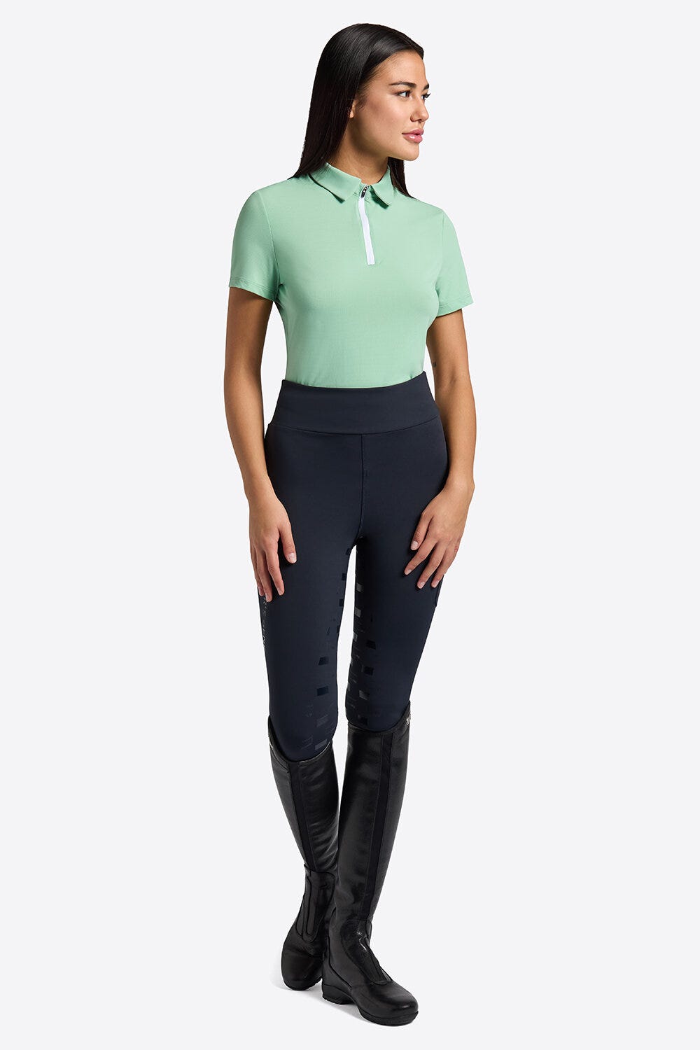 Rider's Gene Women's Short Sleeve Micro-Perforated Training Zip Polo