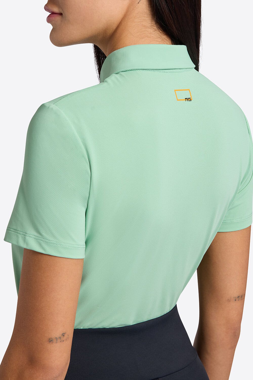 Rider's Gene Polo Rider's Gene da Donna a Maniche Corte con Zip in Tessuto Tecnico Microforato MEADOWN GREEN-3