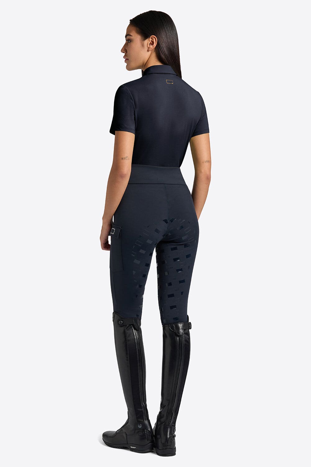 Rider's Gene Rider's Gene Women's Short Sleeve Micro-Perforated Training Zip Polo NAVY-2