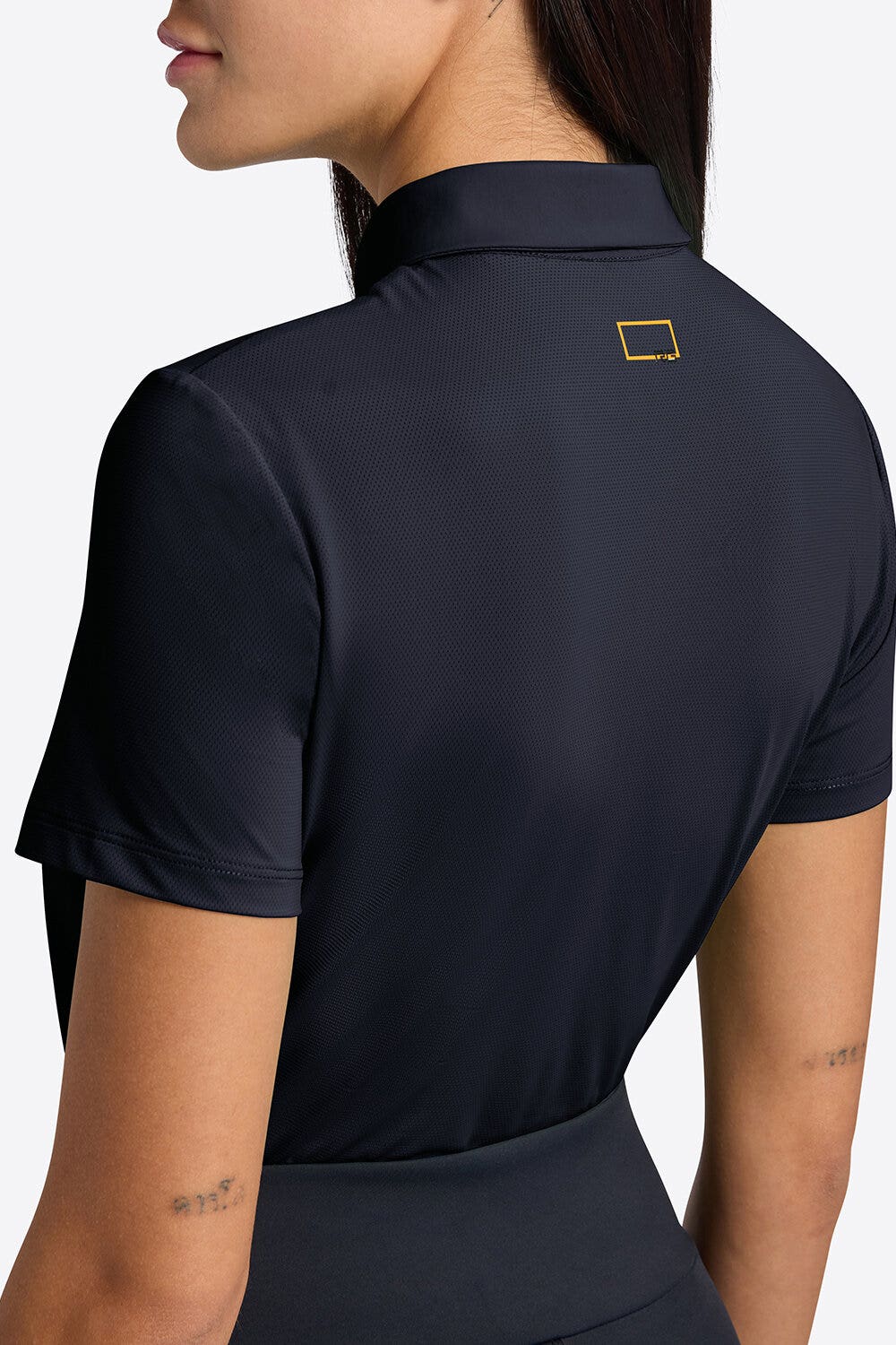 Rider's Gene Rider's Gene Women's Short Sleeve Micro-Perforated Training Zip Polo NAVY-3