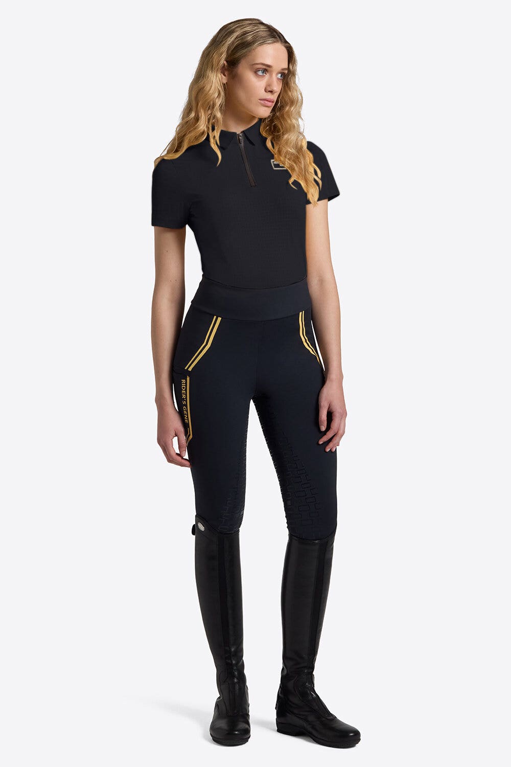 Rider's Gene Women's Training Polo with Zip | Rider's Gene NAVY-1