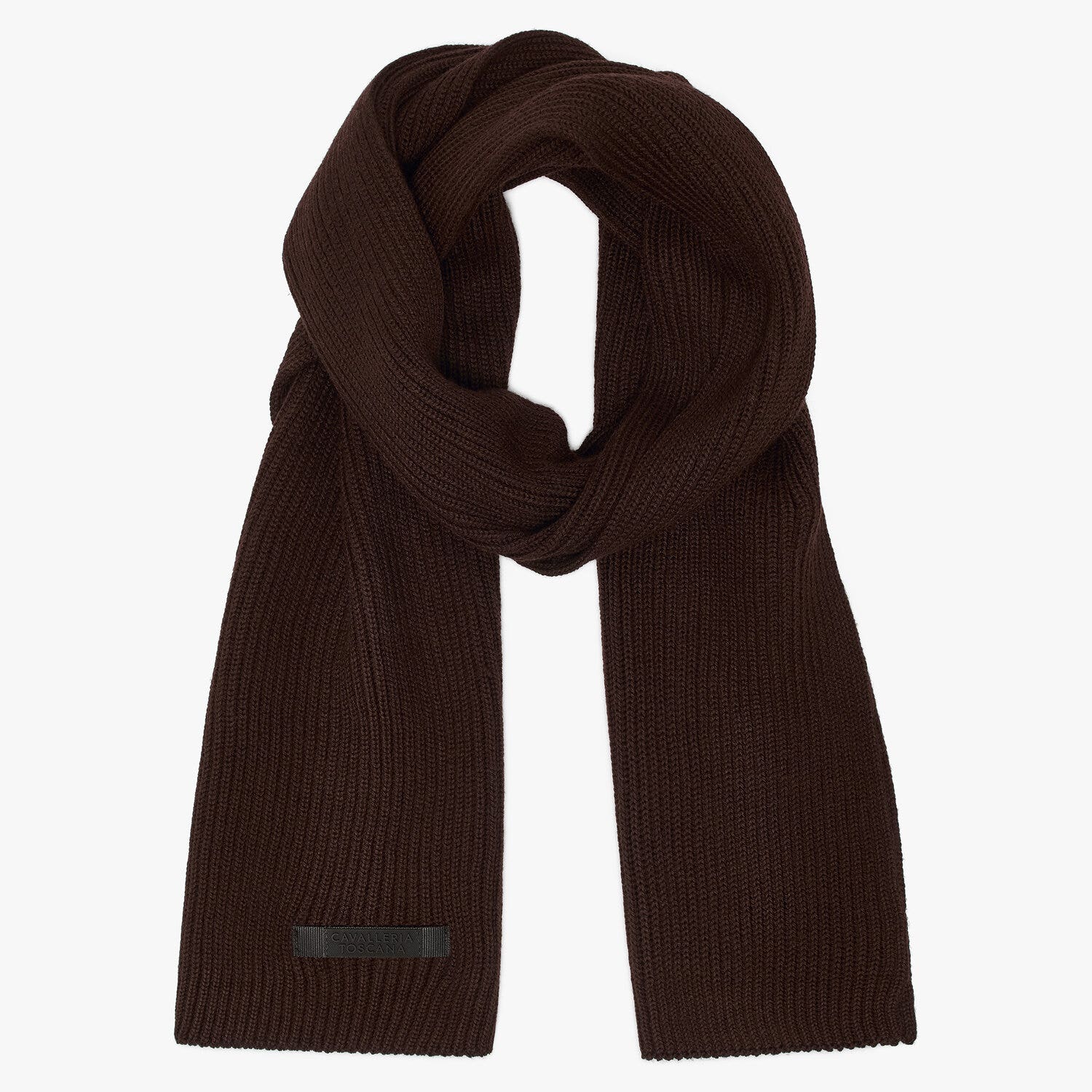 Cavalleria Toscana Merino wool scarf DARK CHOCOLATE-2
