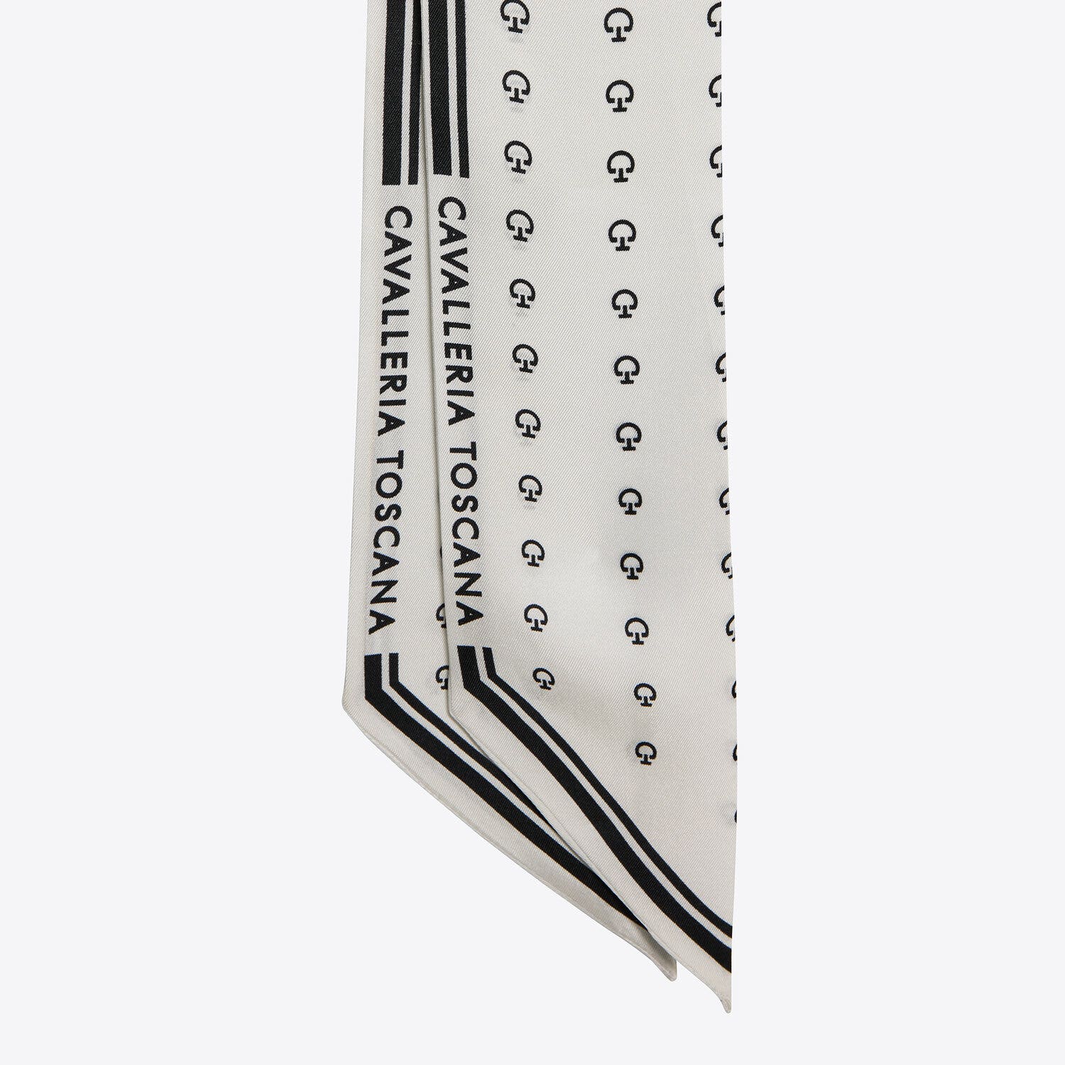 Cavalleria Toscana Cavalleria Toscana Jacquard Logo Silk Foulard WHITE-2