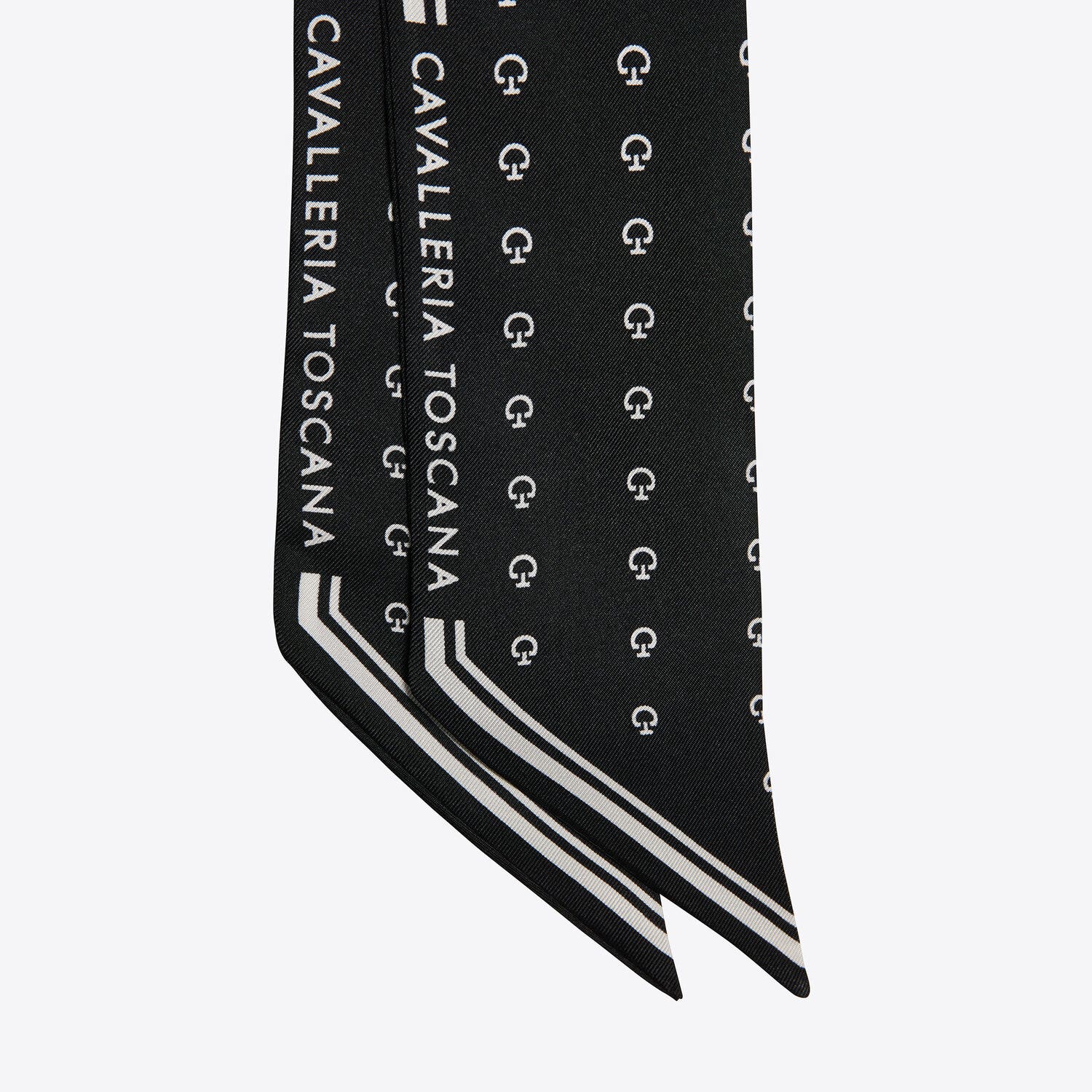 Cavalleria Toscana Cavalleria Toscana Jacquard Logo Silk Foulard BLACK-2