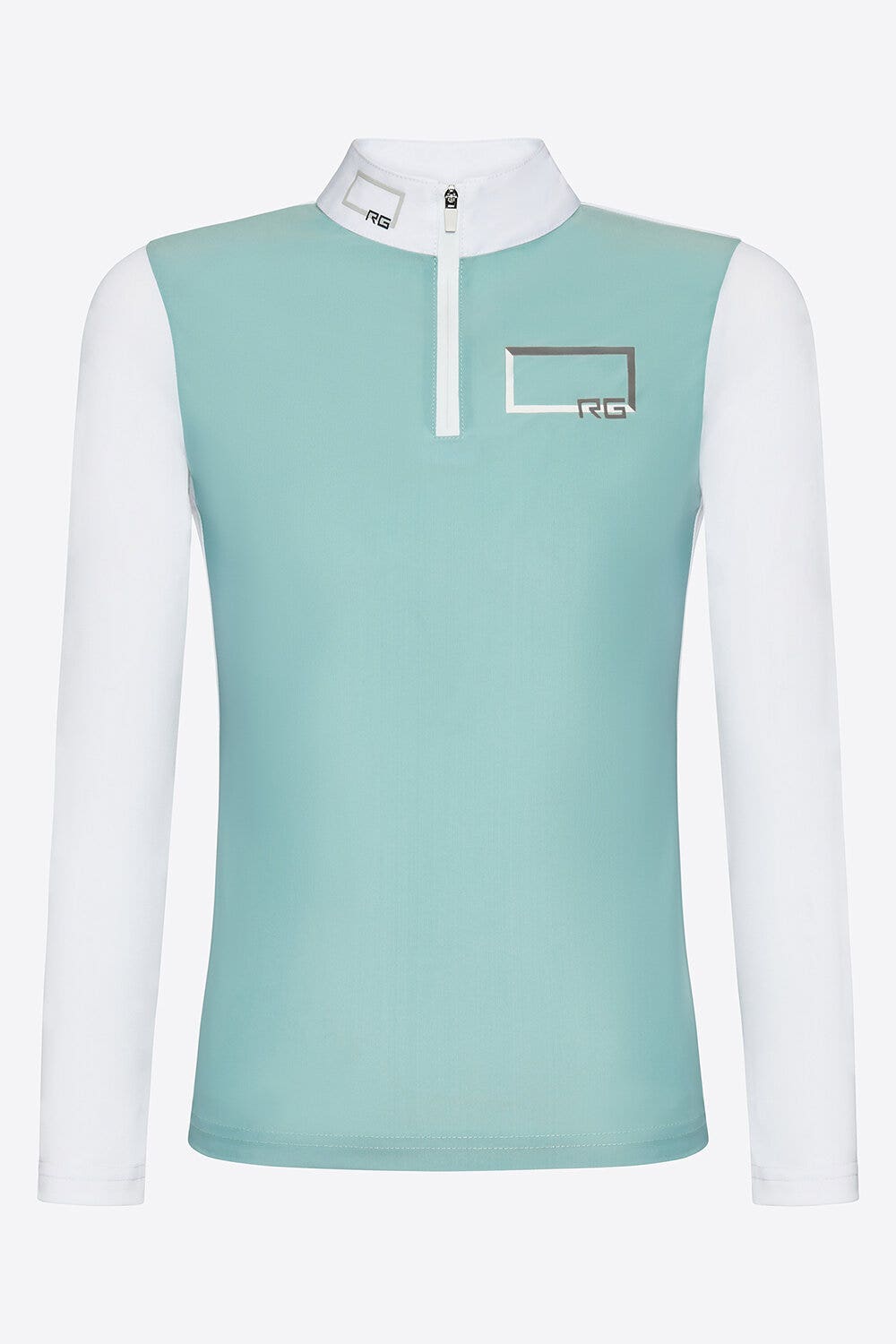 Rider's Gene Rider's Gene Girl's Jersey Piquet Competition Polo with Zip Light Blue-1