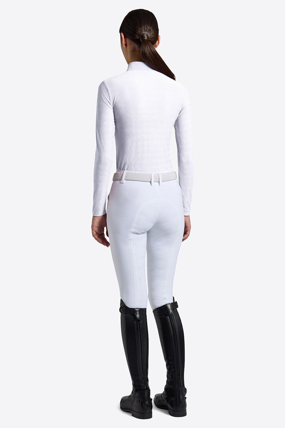 Rider's Gene Camicia da Competizione Rider's Gene a Maniche Lunghe in Jersey Jacquard da Bambina WHITE-2