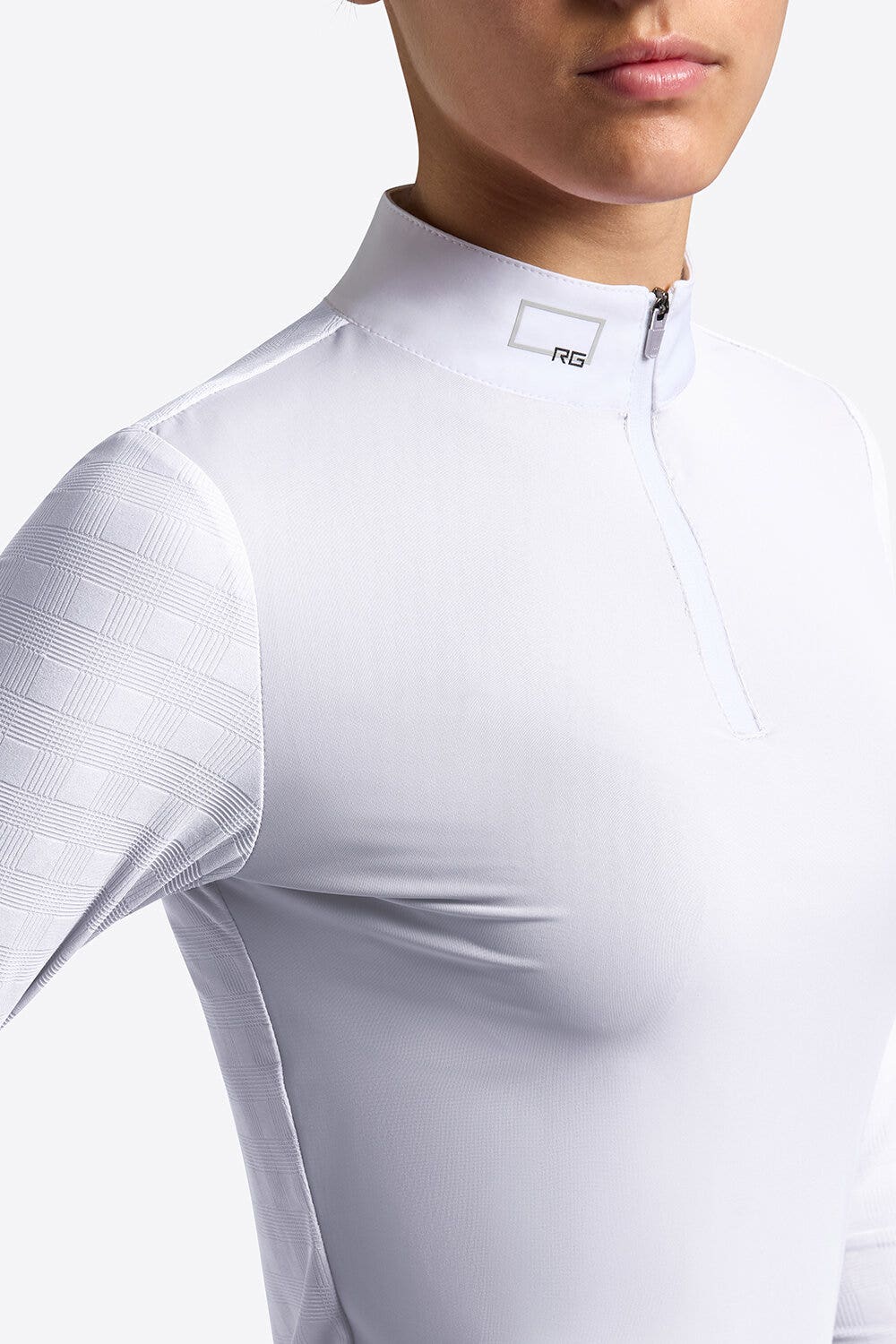 Rider's Gene Camicia da Competizione Rider's Gene a Maniche Lunghe in Jersey Jacquard da Bambina WHITE-3