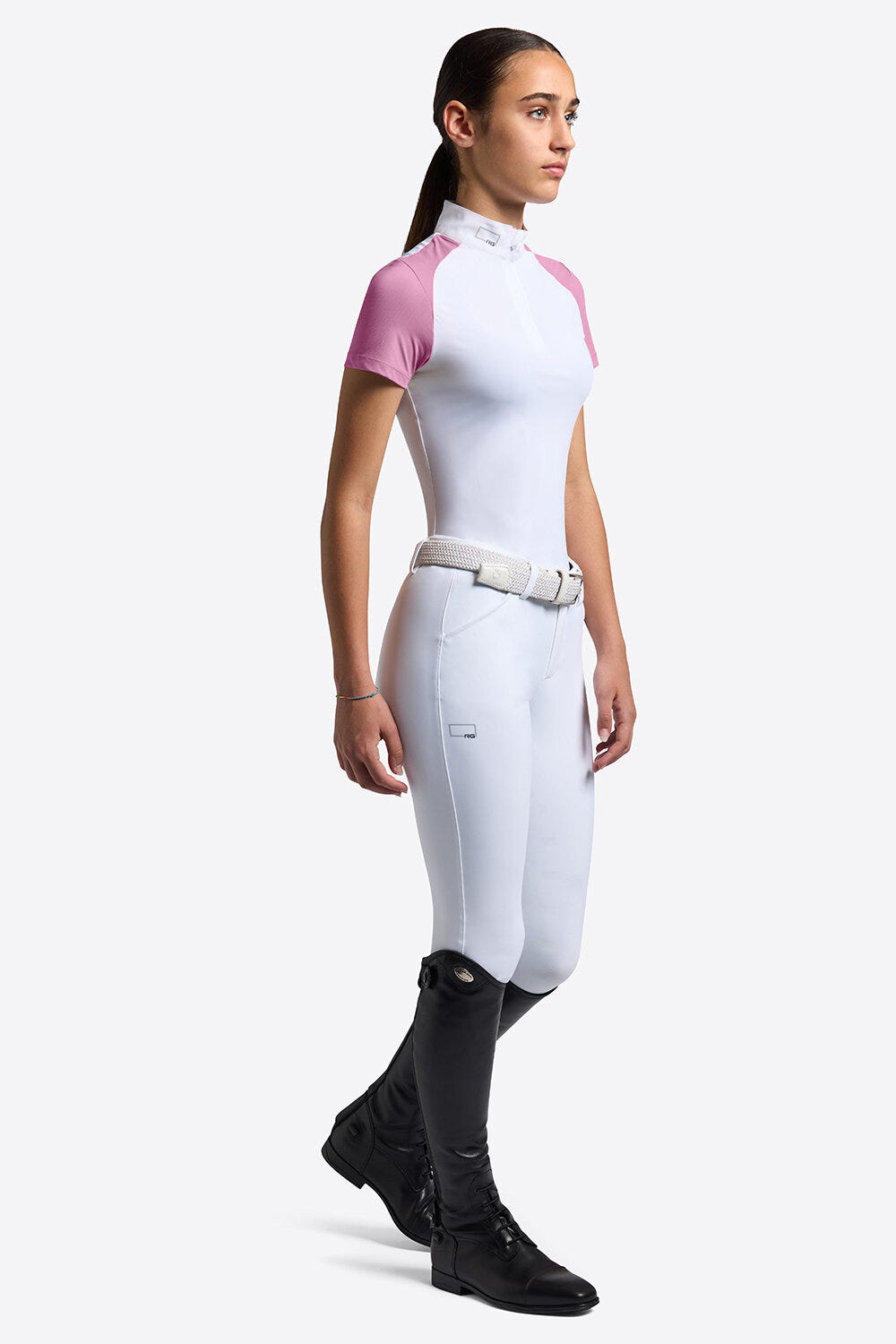 Rider's Gene Girls' Short-Sleeved Competition Shirt in Micro-Perforated Jersey