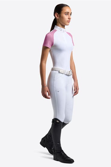 Rider's Gene Camicia da Competizione Rider's Gene a Maniche Corte con Inserti in Jersey Microforato per Bambina 012I WHITE/MAUVE ORCHID-1