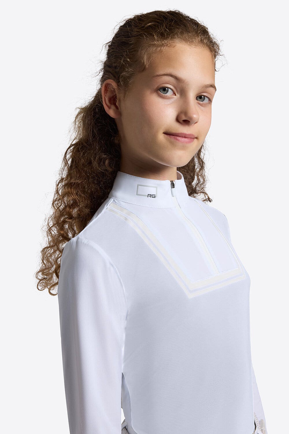 Rider's Gene Girl's Long Sleeve Riding Shirt | Rider's Gene WHITE-3