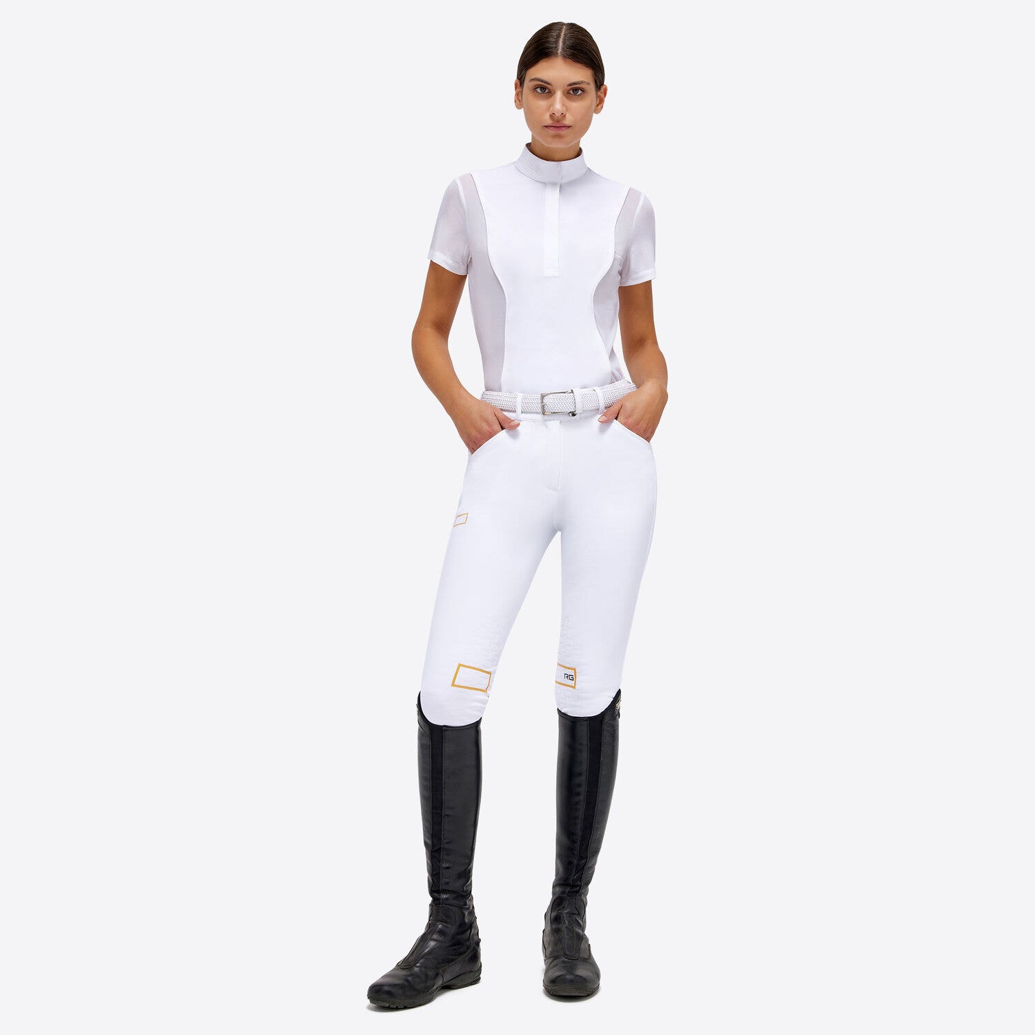 Rider's Gene RG Jersey and Mesh S/S Competition Polo WHITE/KNIT-2