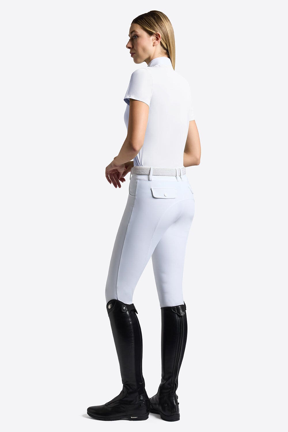 Rider's Gene Rider's Gene Women's Short-Sleeve Micro-Perforated Jersey Inserts Competition Zip Shirt WHITE-2