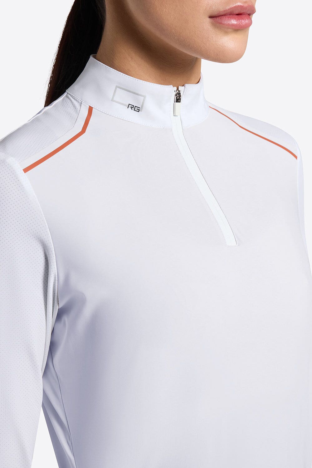 Rider's Gene Rider’s Gene Women’s Competition Shirt in Jersey with Perforated Inserts WHITE/KNIT-3