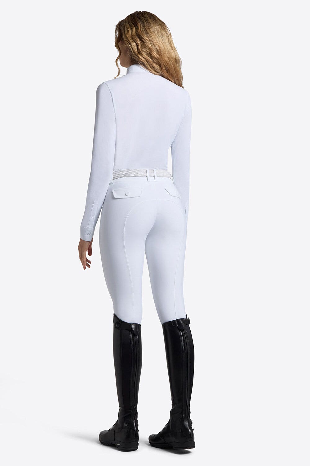 Rider's Gene Women's Long Sleeve Riding Shirt | Rider's Gene WHITE/KNIT-2