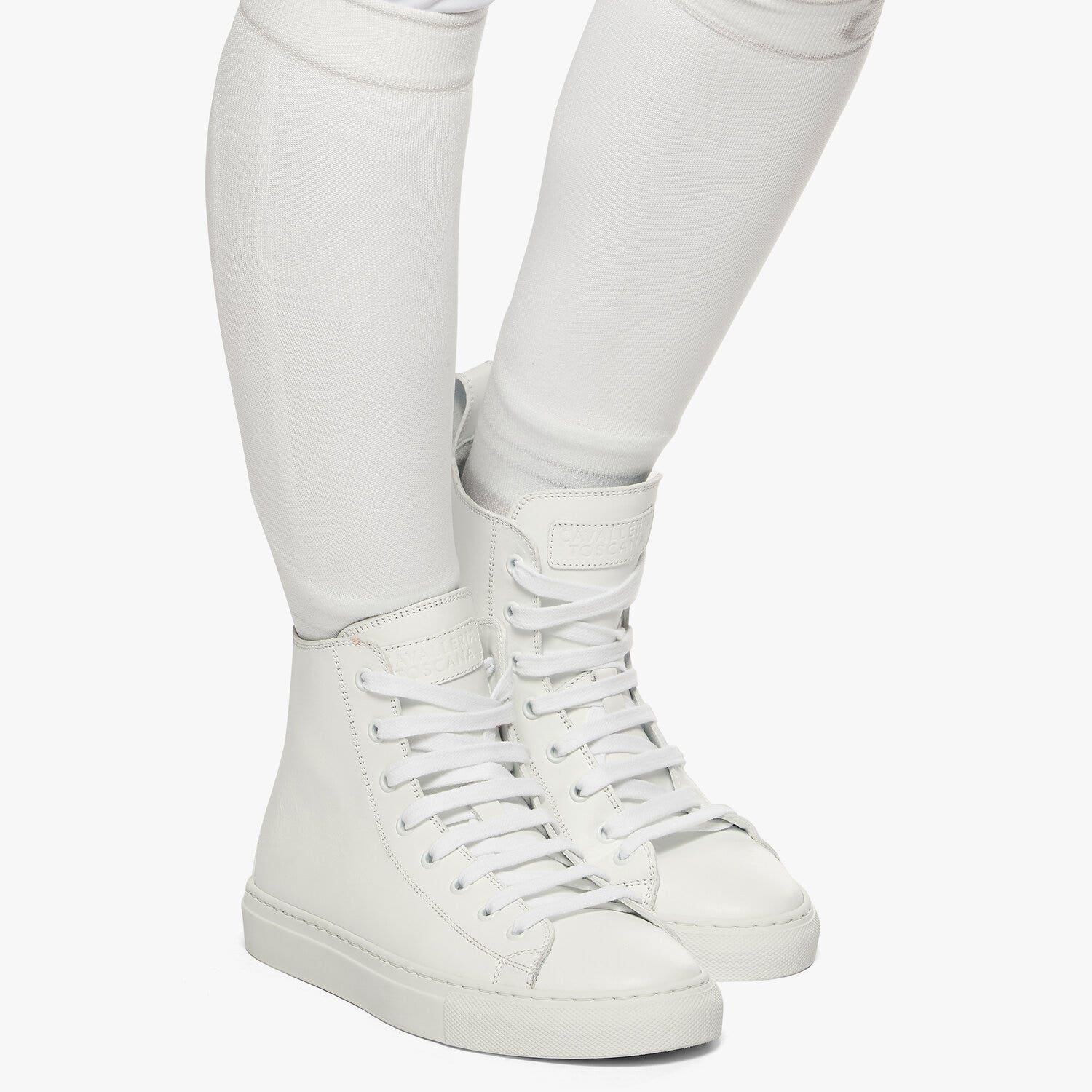 Cavalleria Toscana High-top lace-up leather sneakers WHITE-4