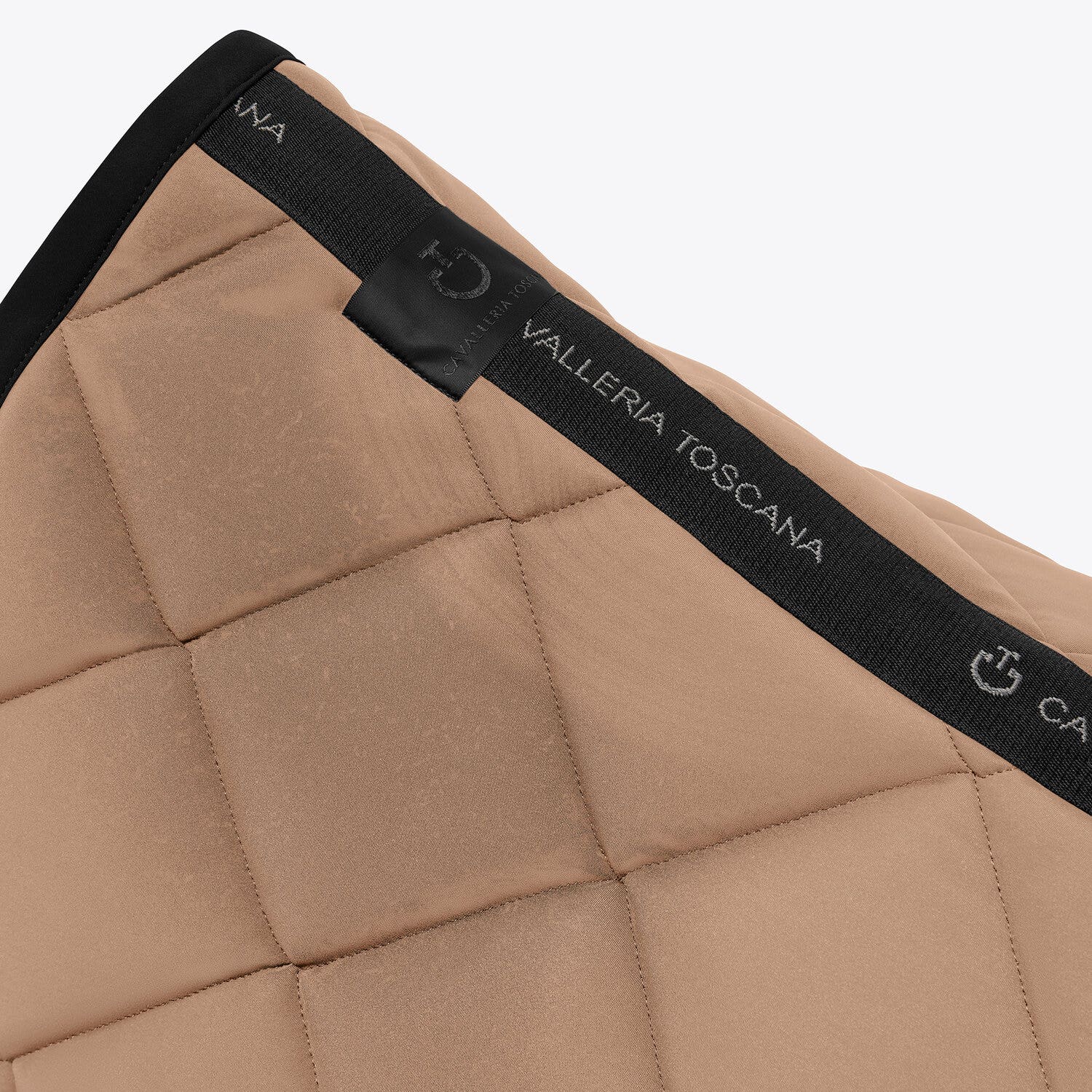 Cavalleria Toscana Diamond Quilted Jersey Dressage Saddle Pad BISCUIT/BLACK-2