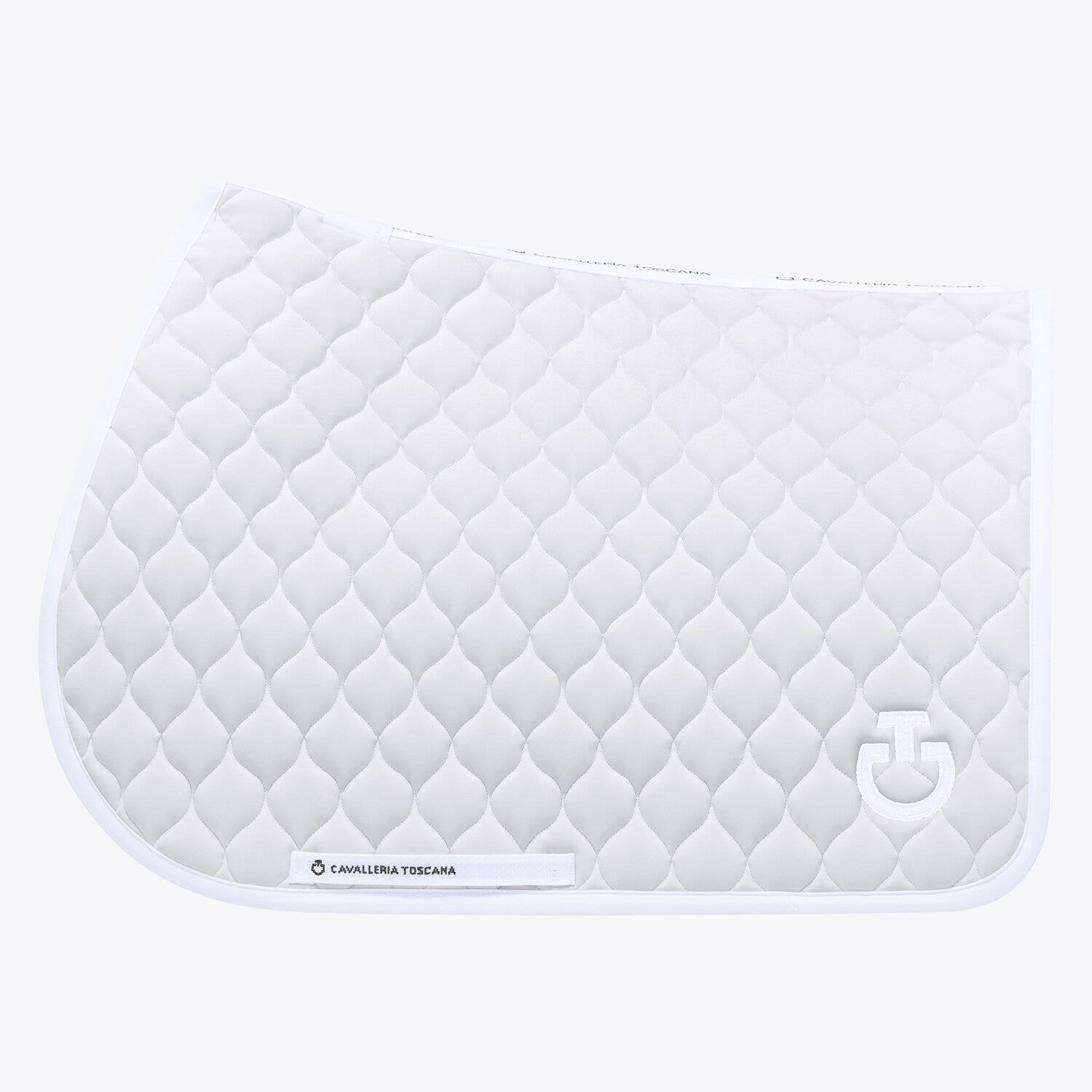 Cavalleria Toscana Circular-quilted jumping saddle pad PEARL GREY/WHITE-1