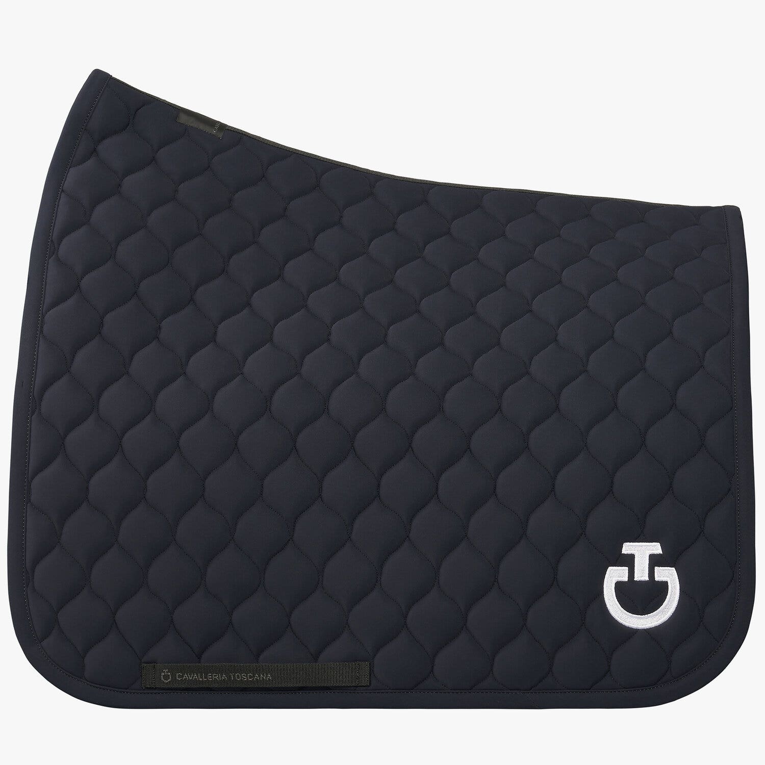 Cavalleria Toscana Cavalleria Toscana Dressage Saddle Pad with Circular Quilting DARK BLUE/DARK BLUE-1