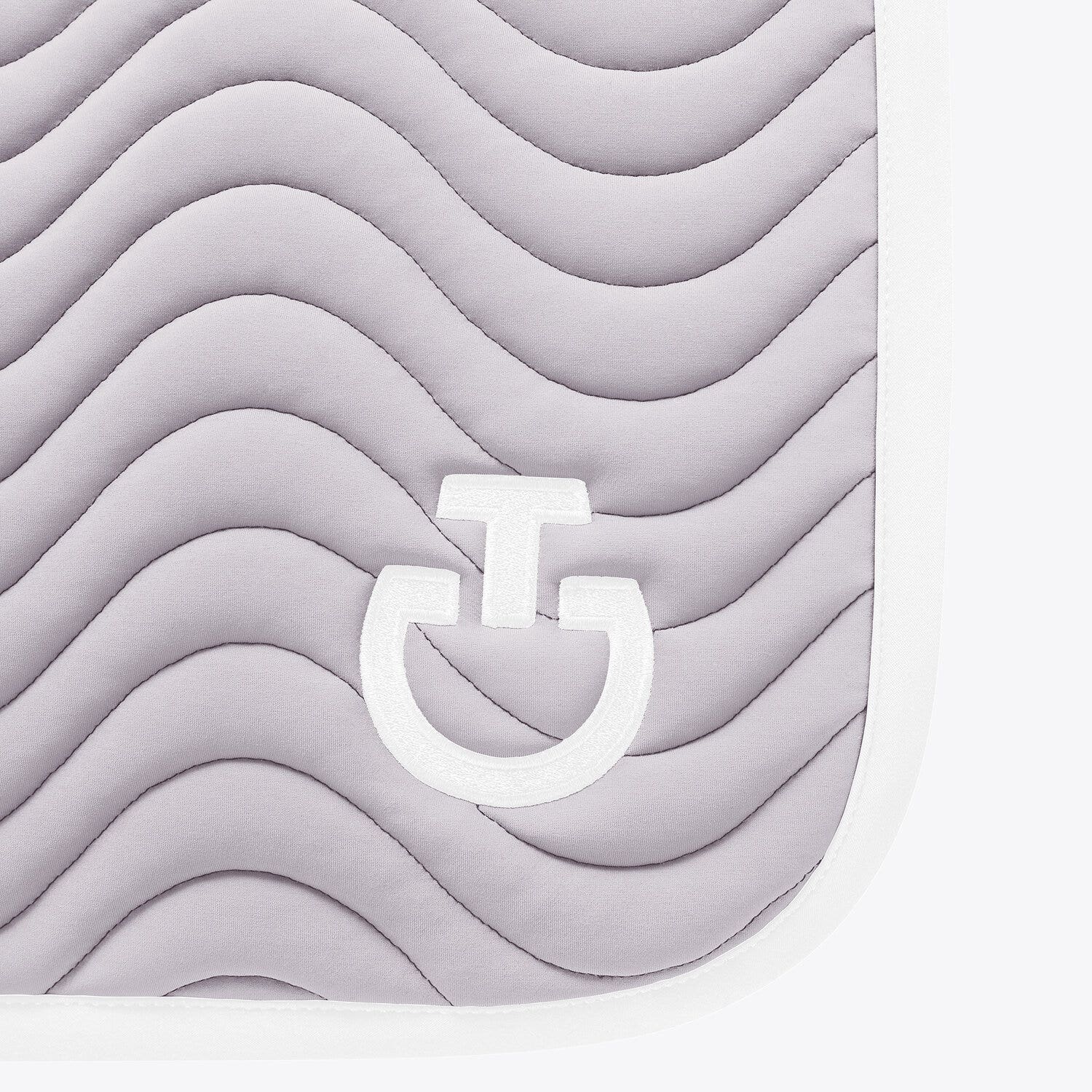 Cavalleria Toscana Quilted cotton jumping saddle pad LIGHT GREY/WHITE-2