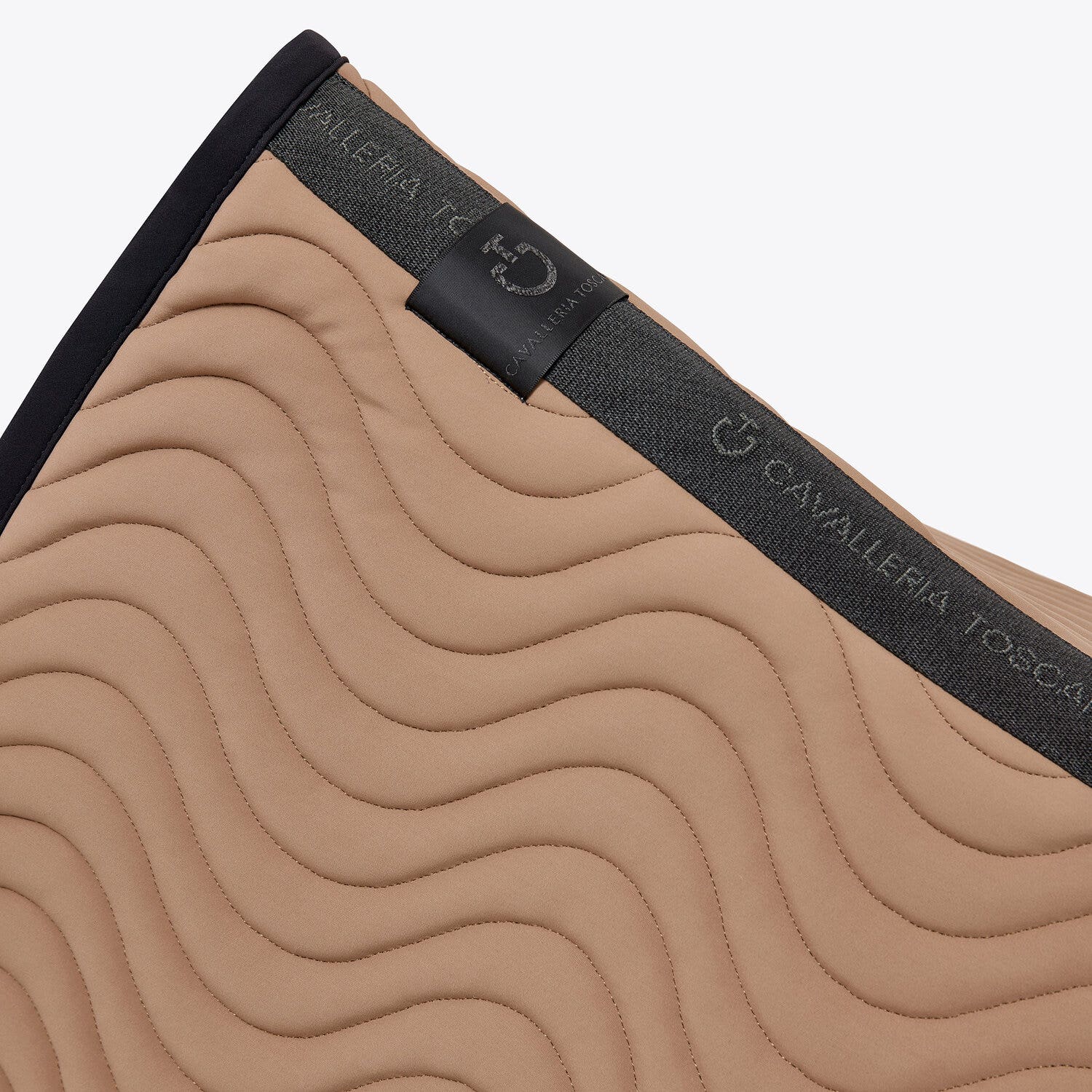 Cavalleria Toscana Quilted cotton dressage saddle pad BISCUIT/BLACK-2