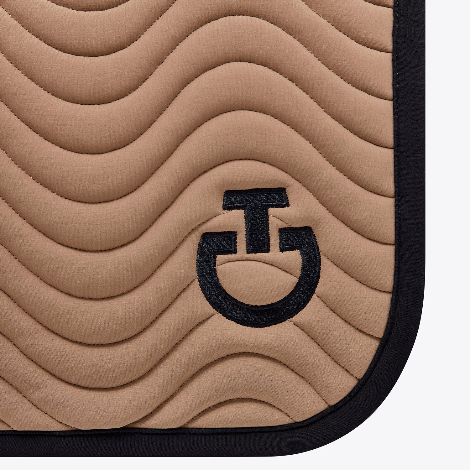 Cavalleria Toscana Quilted cotton dressage saddle pad BISCUIT/BLACK-3
