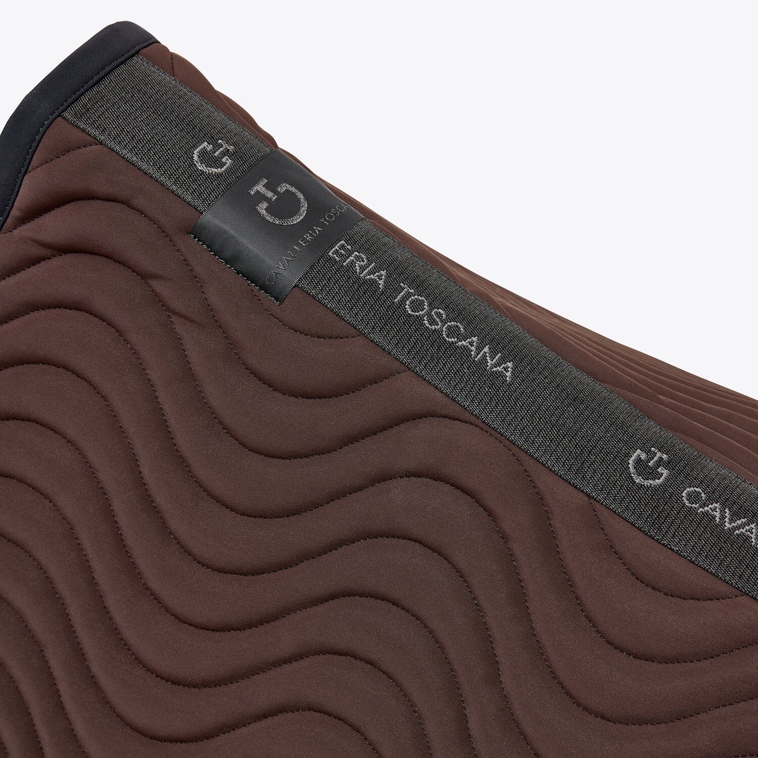Cavalleria Toscana Quilted cotton dressage saddle pad DARK CHOCOLATE/BLACK-2