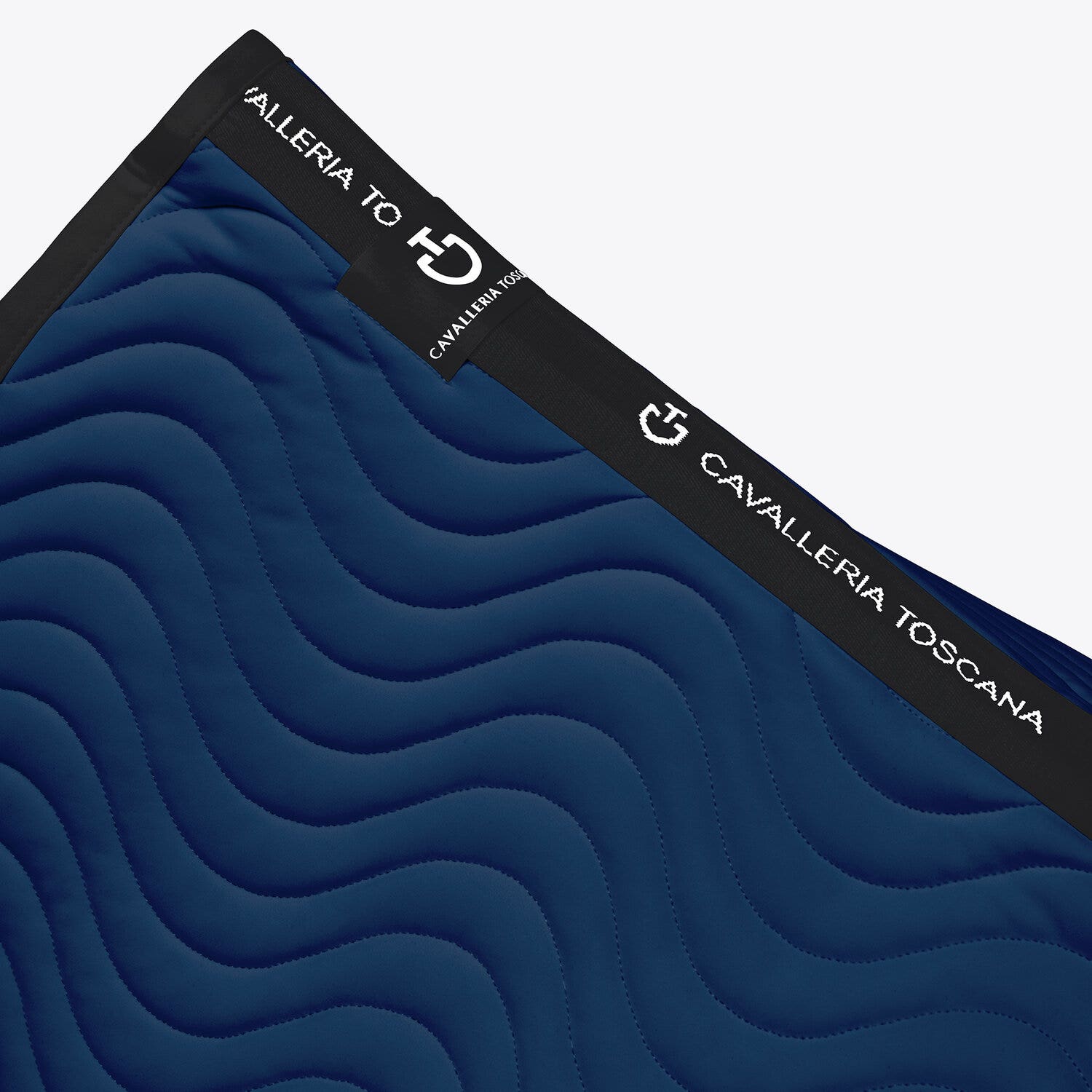 Cavalleria Toscana Quilted cotton dressage saddle pad ATLANTIC BLUE / BLACK-3