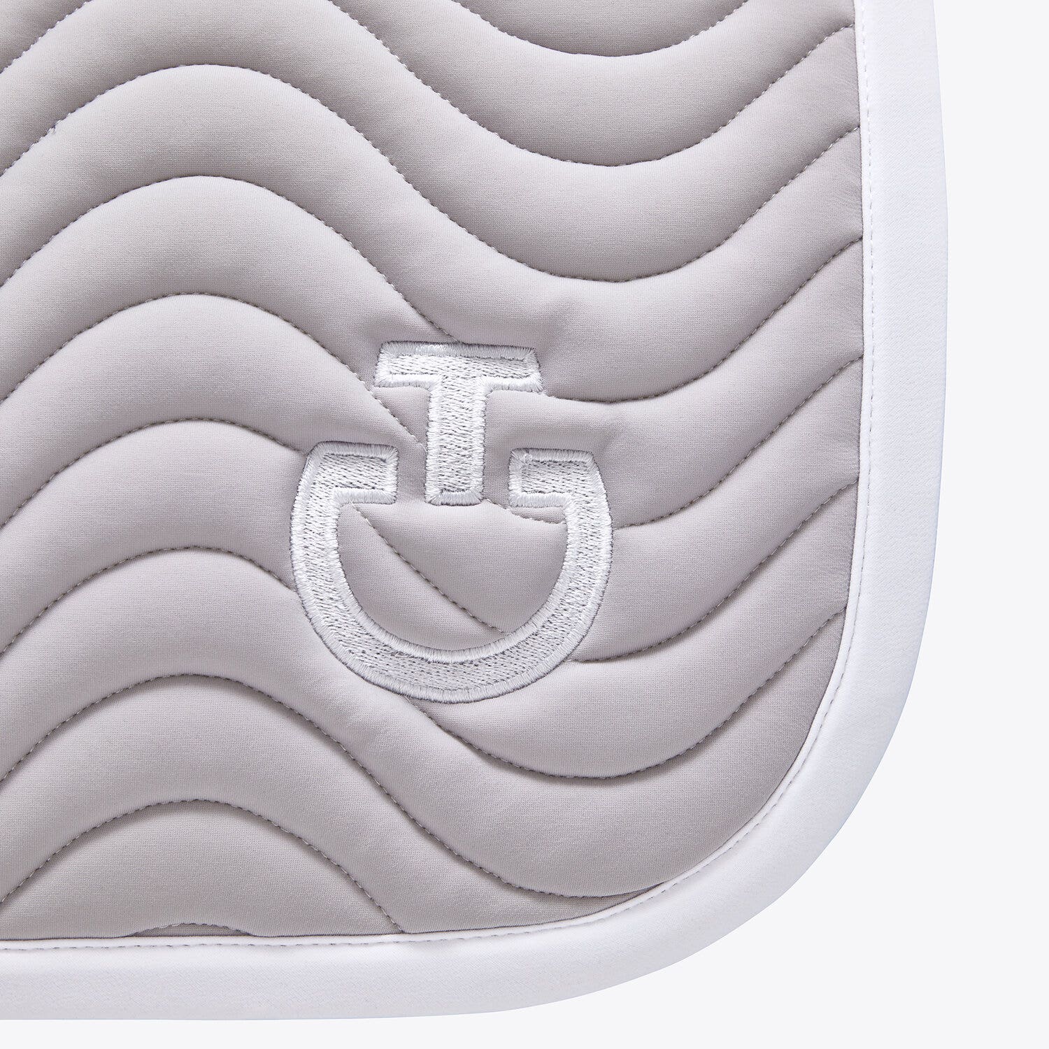 Cavalleria Toscana Quilted cotton dressage saddle pad LIGHT GREY/WHITE-2