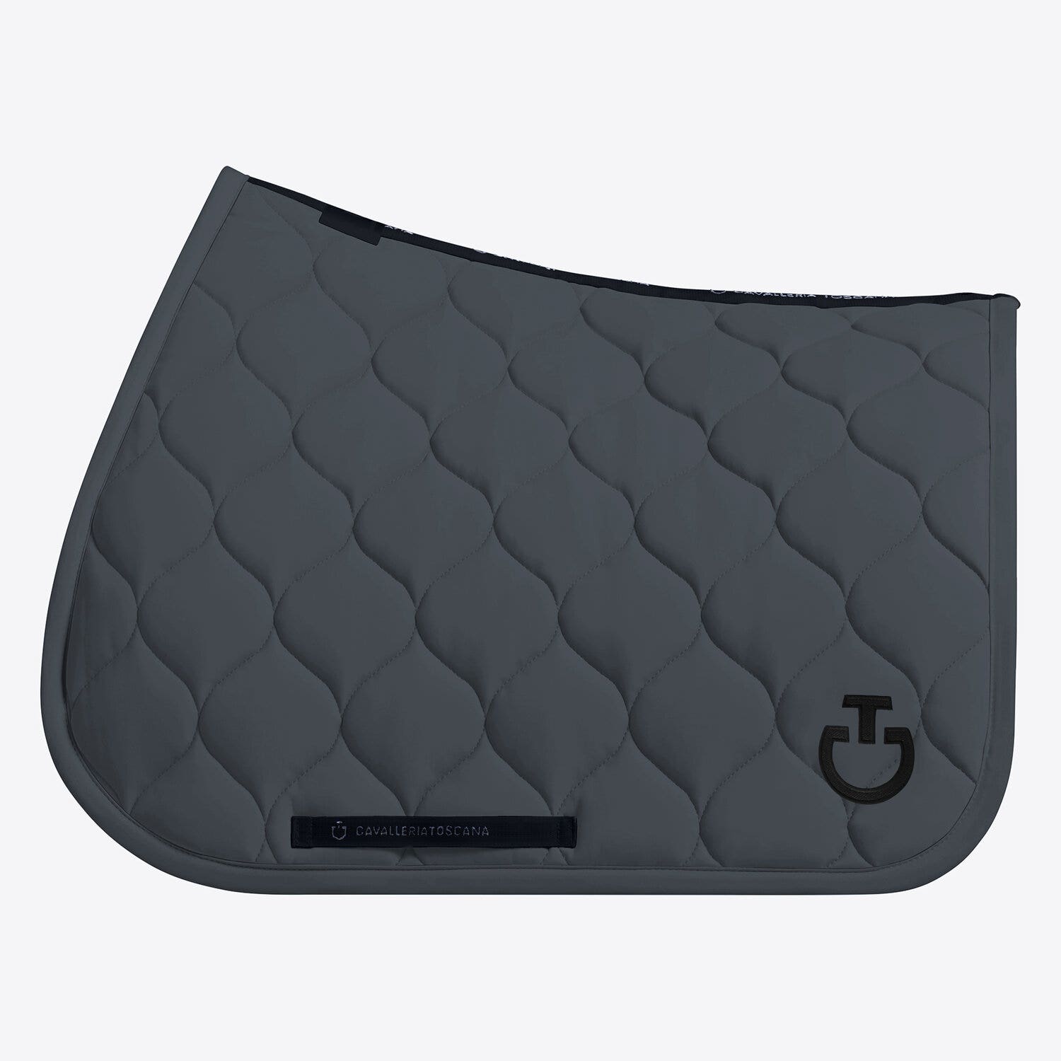 Cavalleria Toscana Circular-quilted jumping saddle pad in jersey CHARCOAL GREY-1