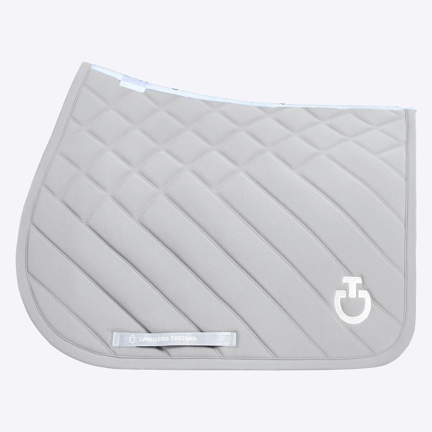 Cavalleria Toscana Cavalleria Toscana Jumping Saddle Pad with Diamond and Line Quilting LIGHT GREY-1
