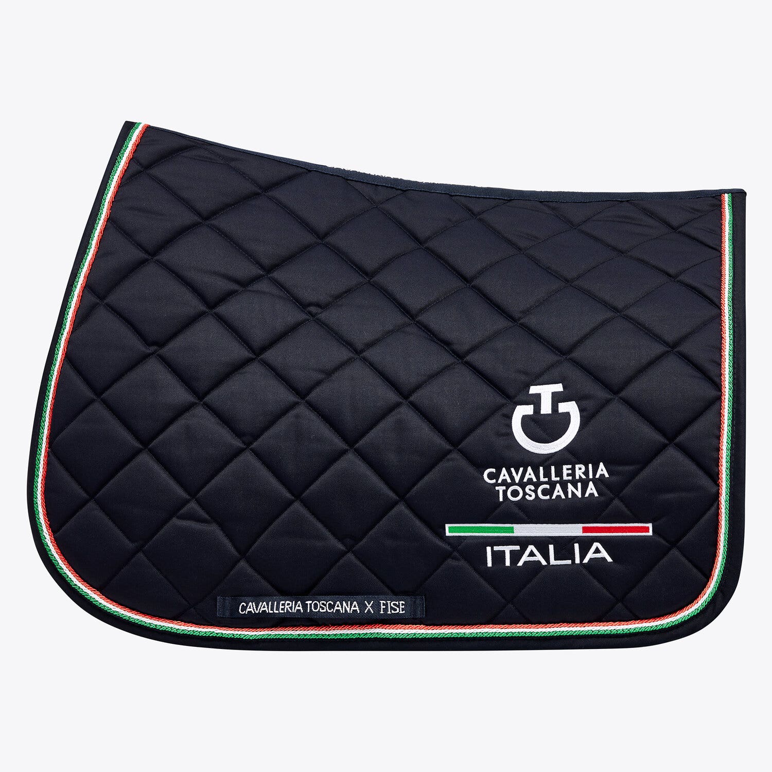 Cavalleria Toscana FISE jumping saddle pad with Italian flag piping NAVY-1
