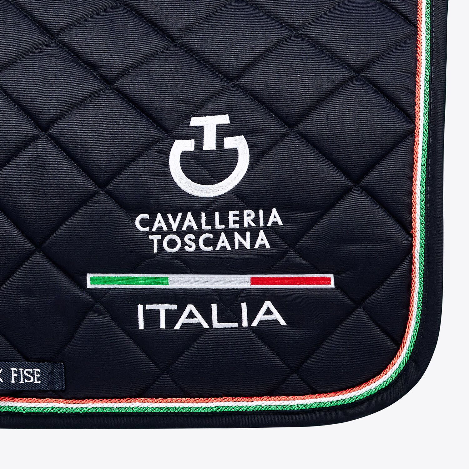 Cavalleria Toscana FISE jumping saddle pad with Italian flag piping NAVY-2