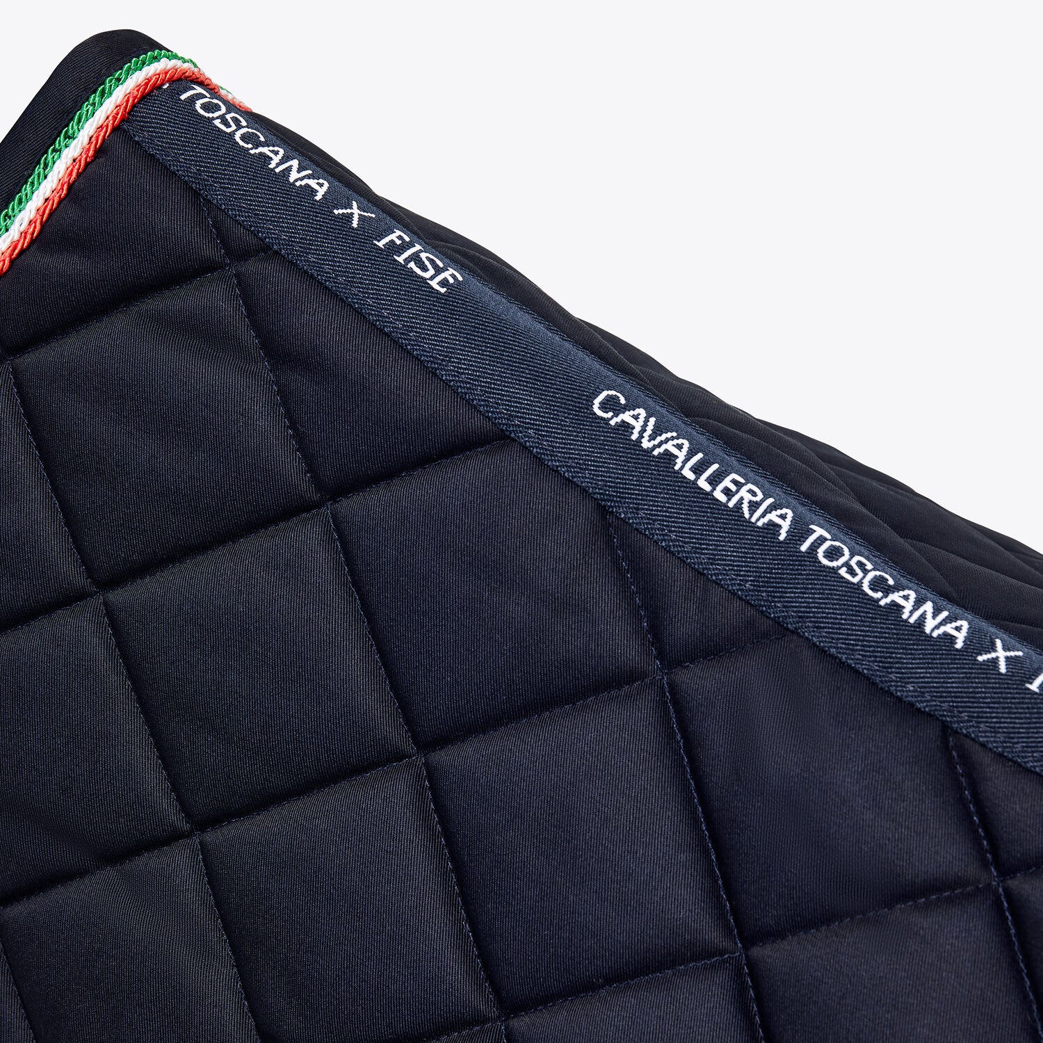 Cavalleria Toscana FISE jumping saddle pad with Italian flag piping NAVY-3