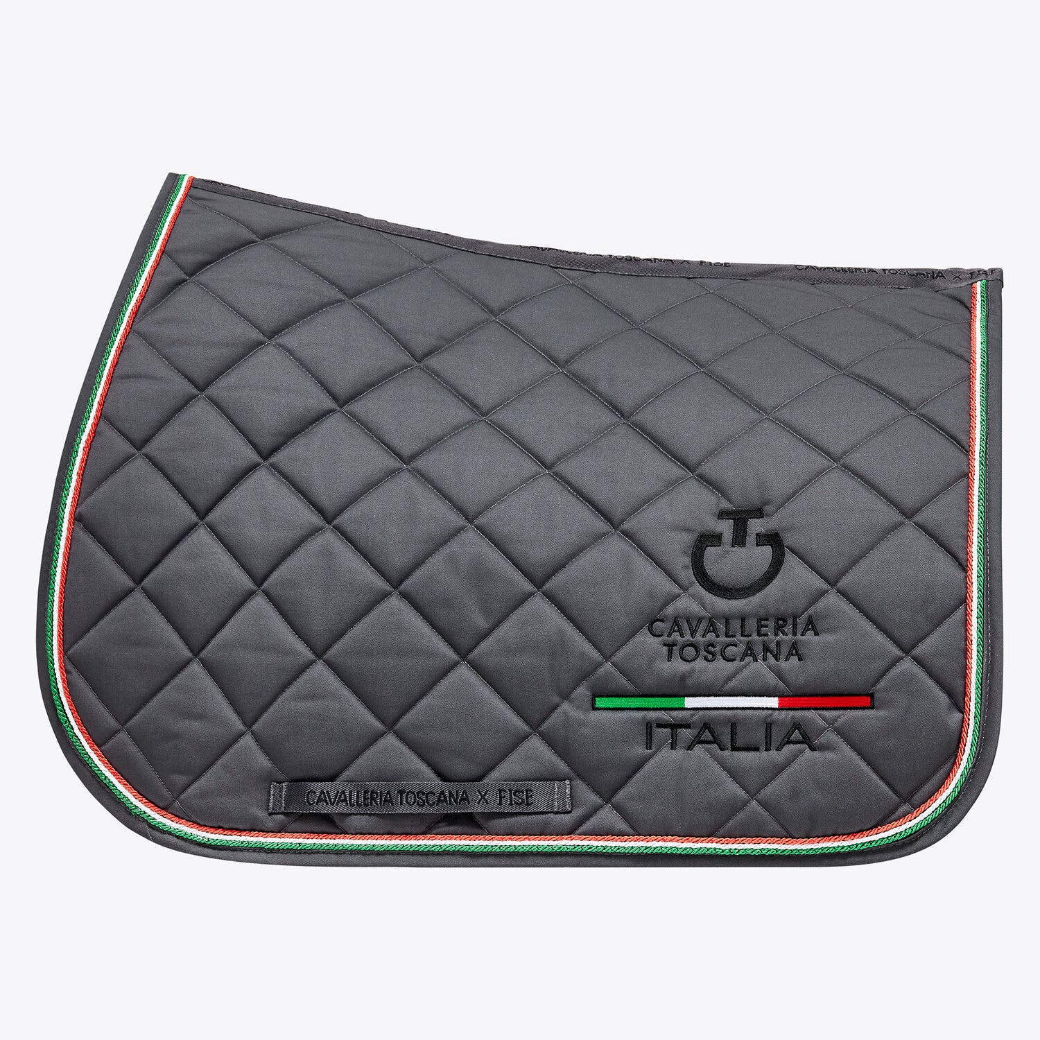 Cavalleria Toscana FISE jumping saddle pad with tricolor piping GREY-1