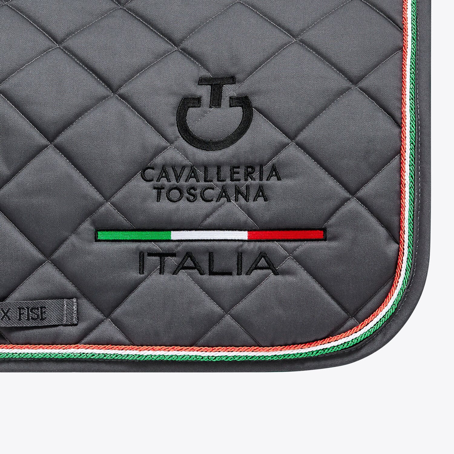 Cavalleria Toscana FISE jumping saddle pad with tricolor piping GREY-2