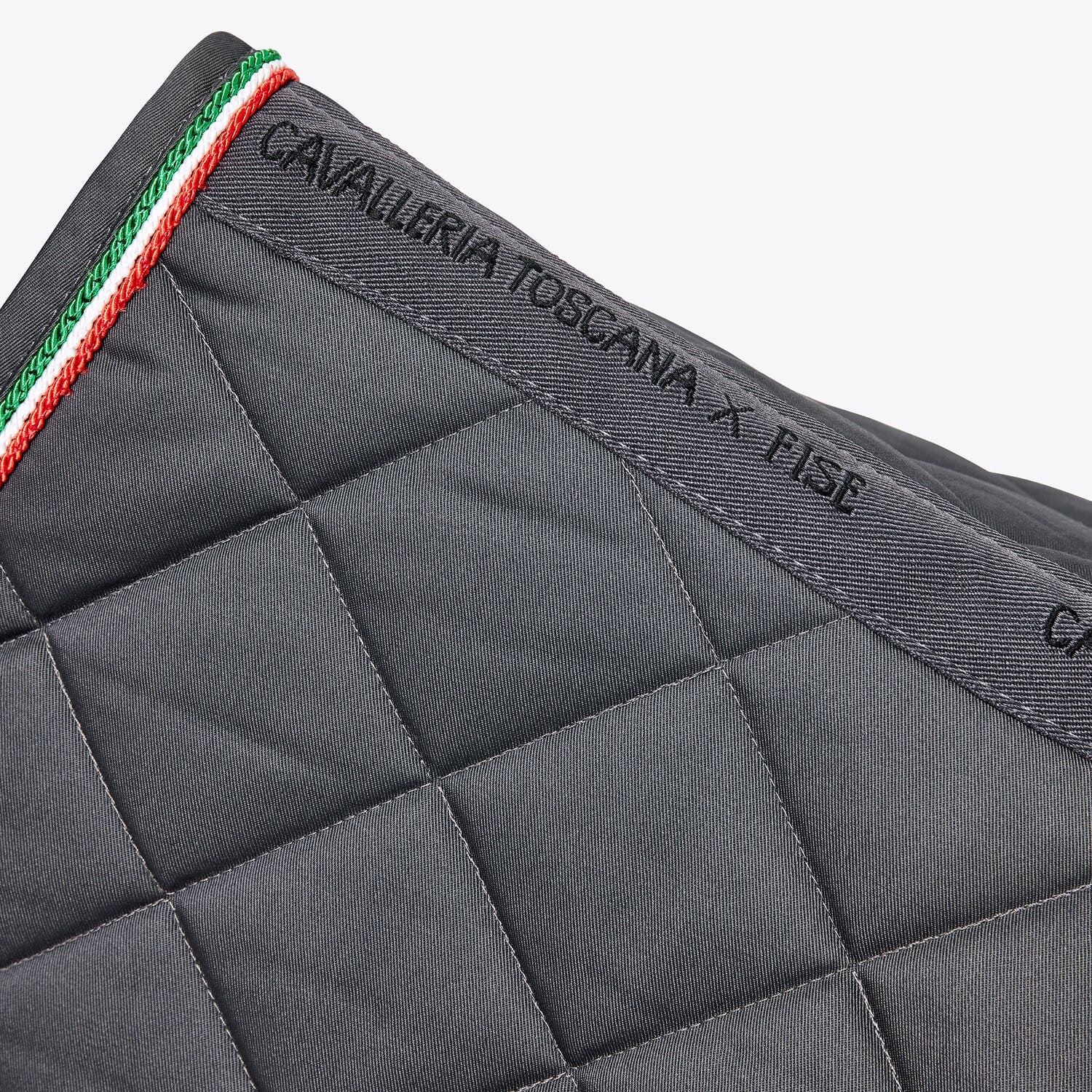 Cavalleria Toscana FISE jumping saddle pad with tricolor piping GREY-3