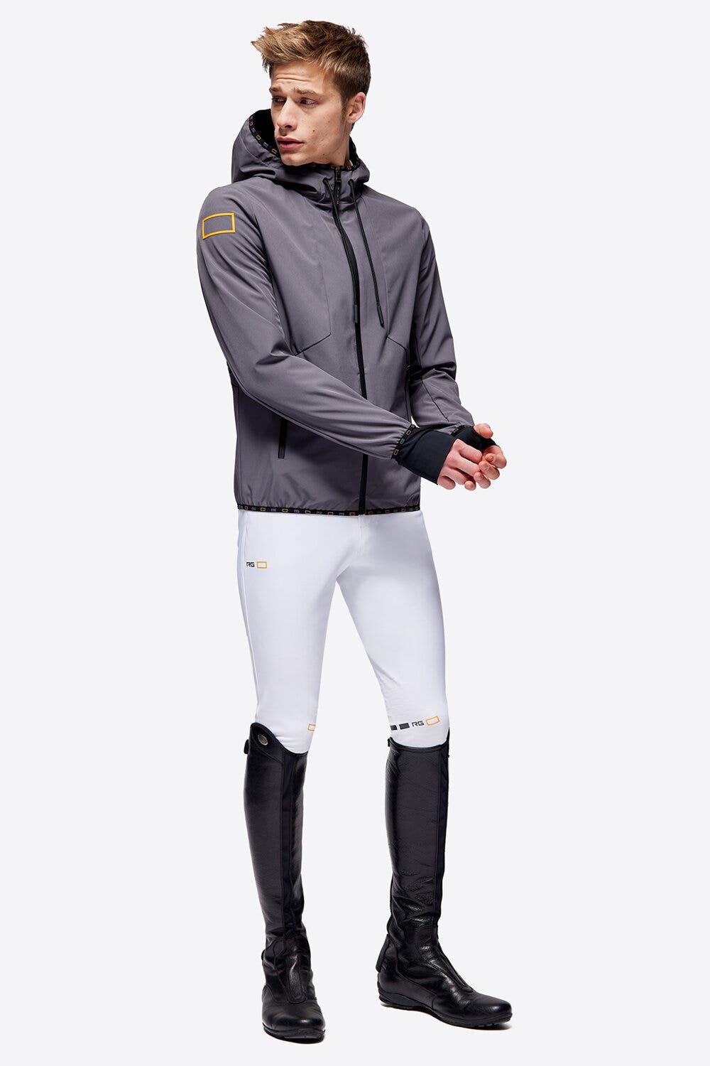 Rider's Gene RG Jersey Hooded Zip Softshell Jacket Graphite Grey-1