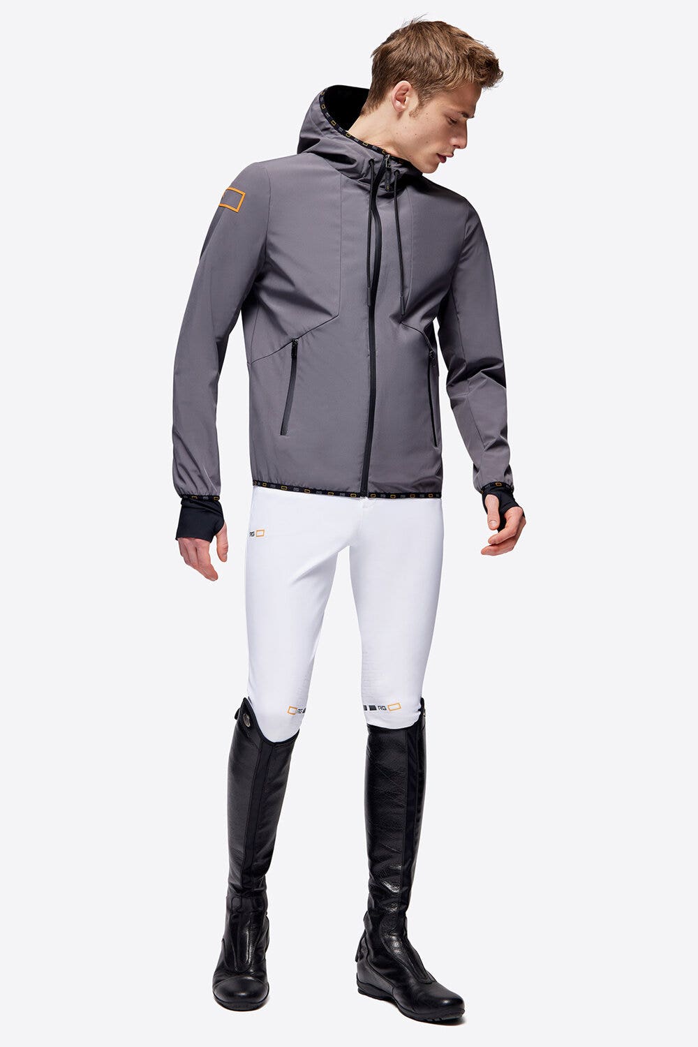 Rider's Gene RG Jersey Hooded Zip Softshell Jacket Graphite Grey-2