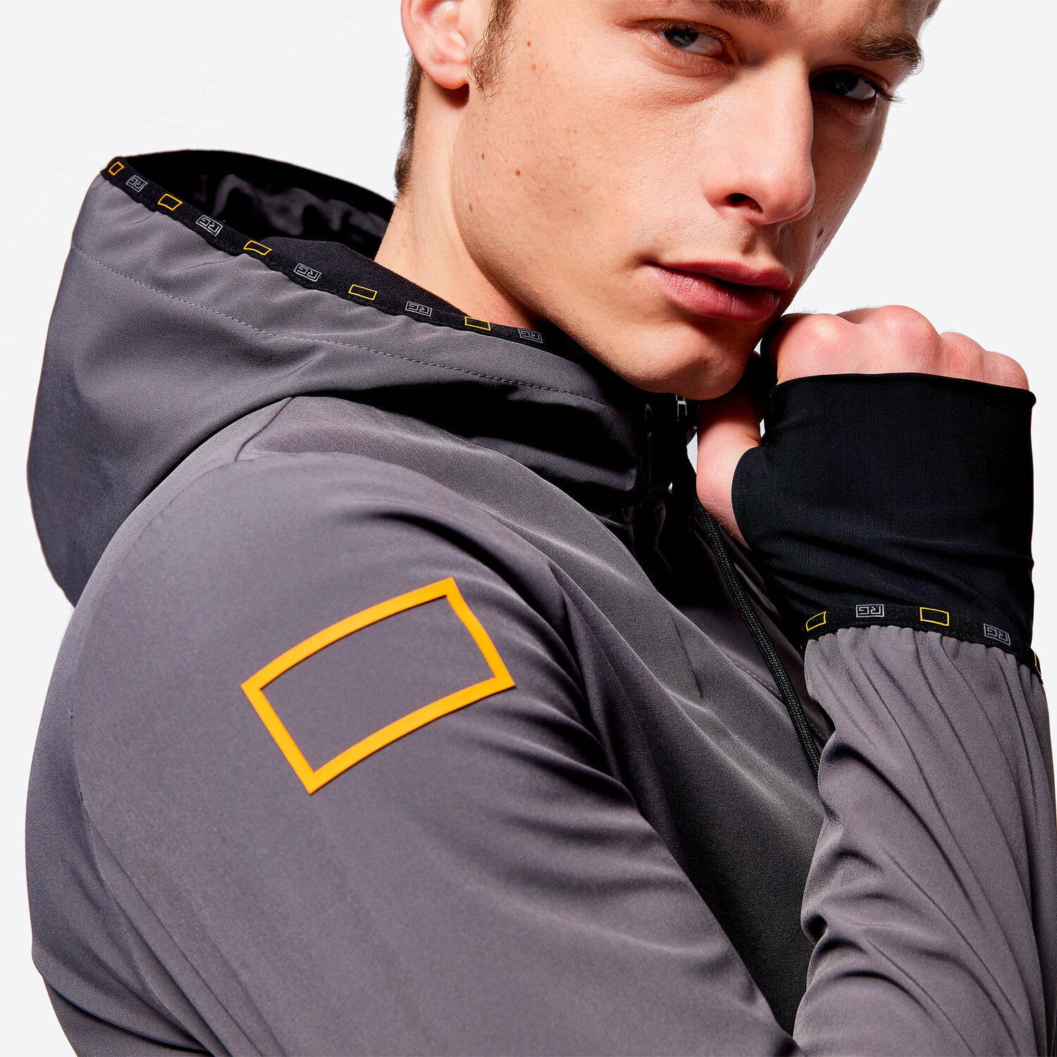 Rider's Gene RG Jersey Hooded Zip Softshell Jacket Graphite Grey-4