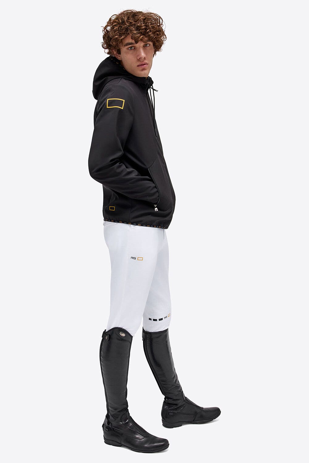 Rider's Gene RG Jersey Hooded Zip Softshell Jacket BLACK-3