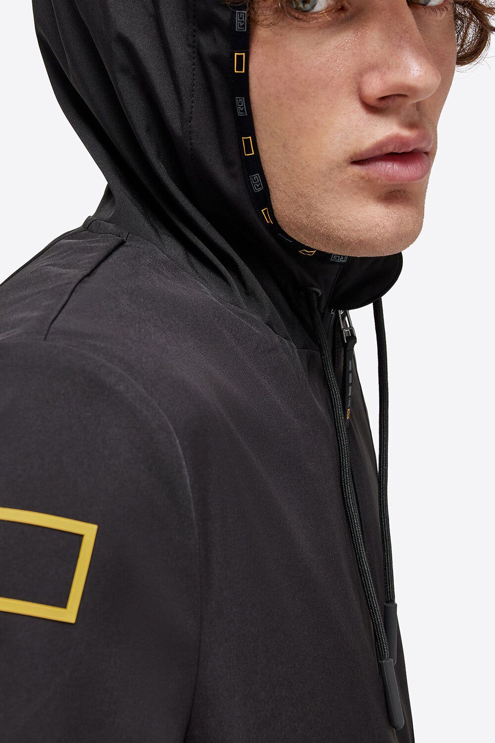 Rider's Gene RG Jersey Hooded Zip Softshell Jacket BLACK-4