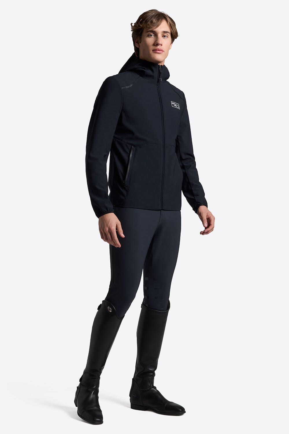 Rider's Gene Rider’s Gene Men’s Hooded Zip Softshell NAVY-1