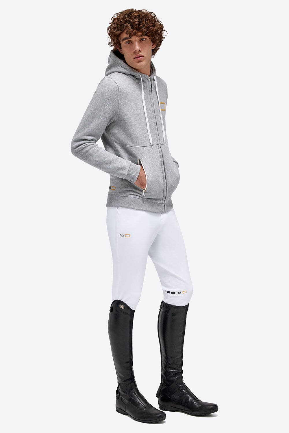 Rider's Gene RG Cotton Hooded Zip Sweatshirt STONE GREY-1